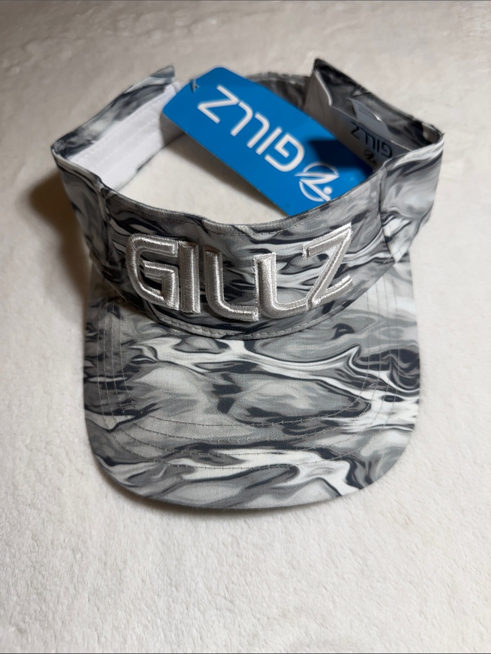 Gillz New Gray Water-Print Visor with Bold Embroidered White Logo